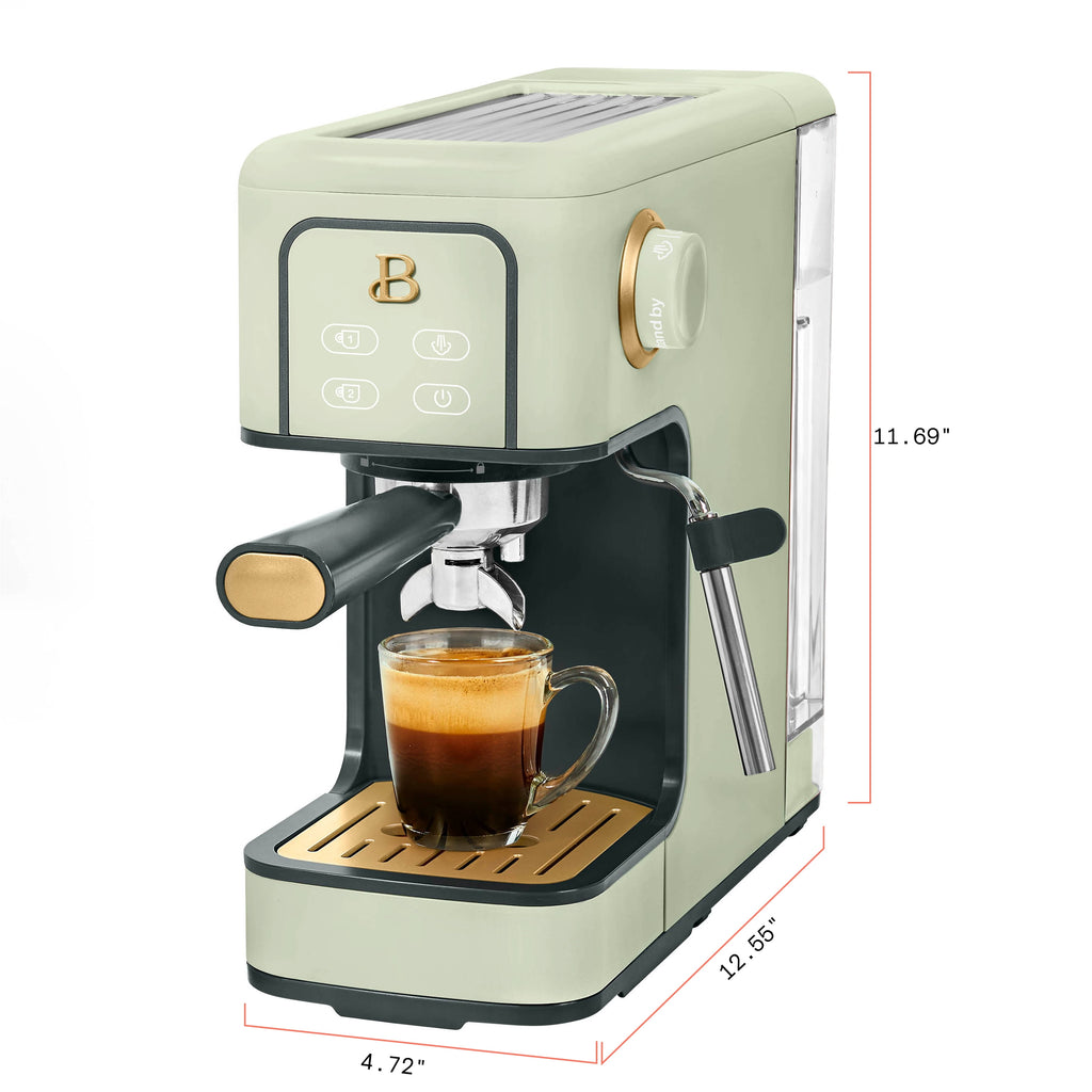 Beautiful by Drew Barrymore Slim Espresso Machine, 20-Bar Pressure, Black Sesame