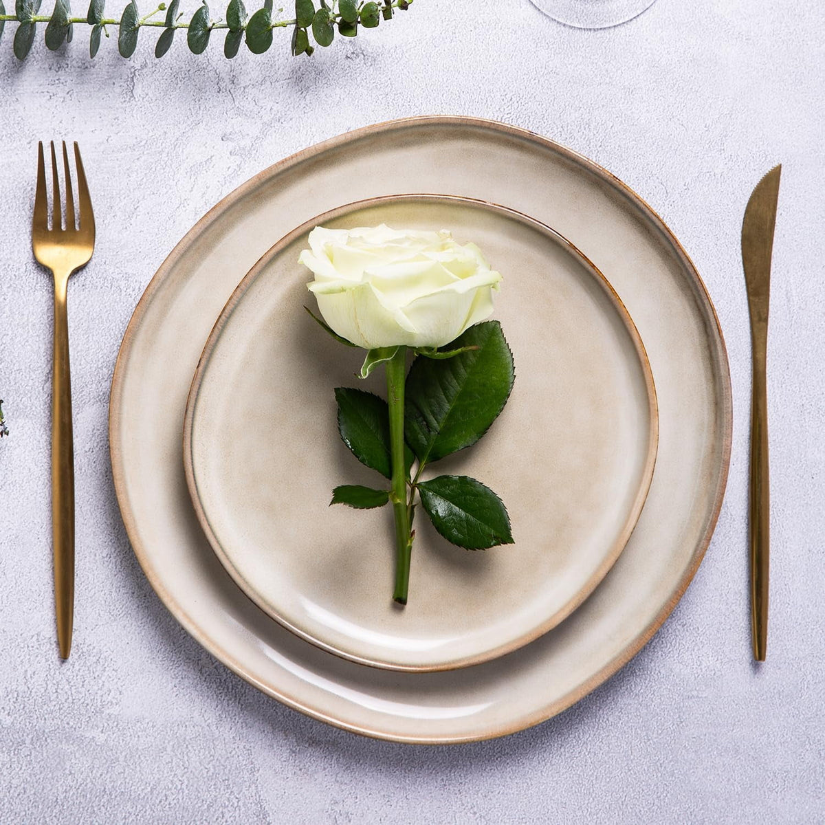 AmorArc Ceramic Plates Set of 6, 8.5 Inch Handmade Reactive Glaze Stoneware Plates set for Dessert, Salad, Appetizer, Dinner, Microwave & Dishwasher Safe, Scratch Resistant-Gade Green