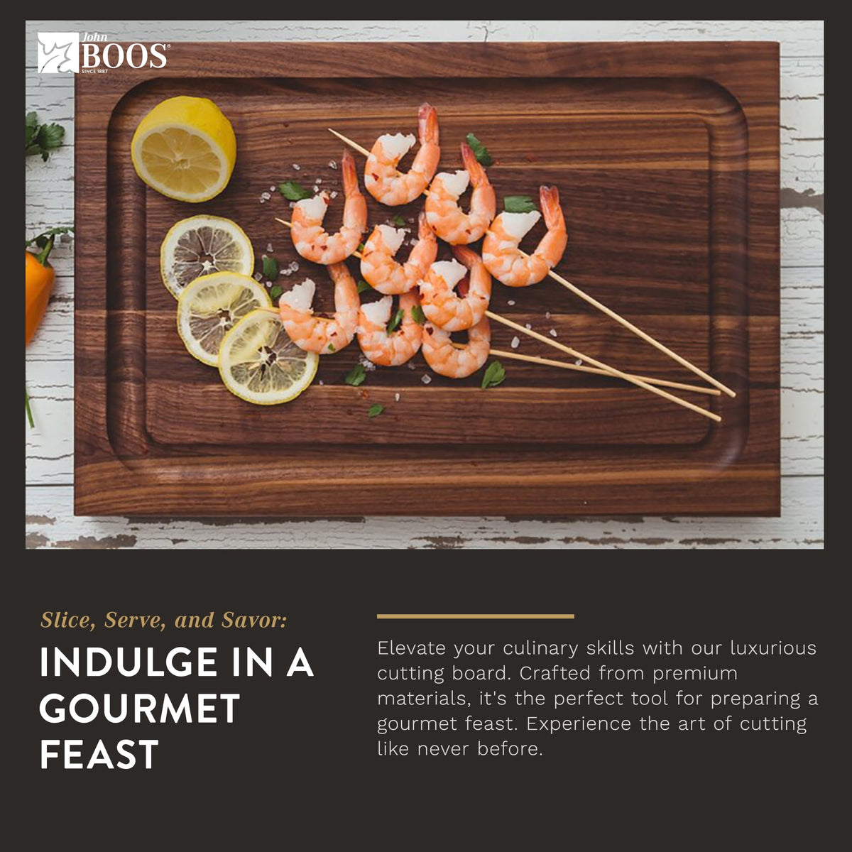 John Boos BBQ Collection Reversible Wood Cutting Board,Juice Groove, Walnut