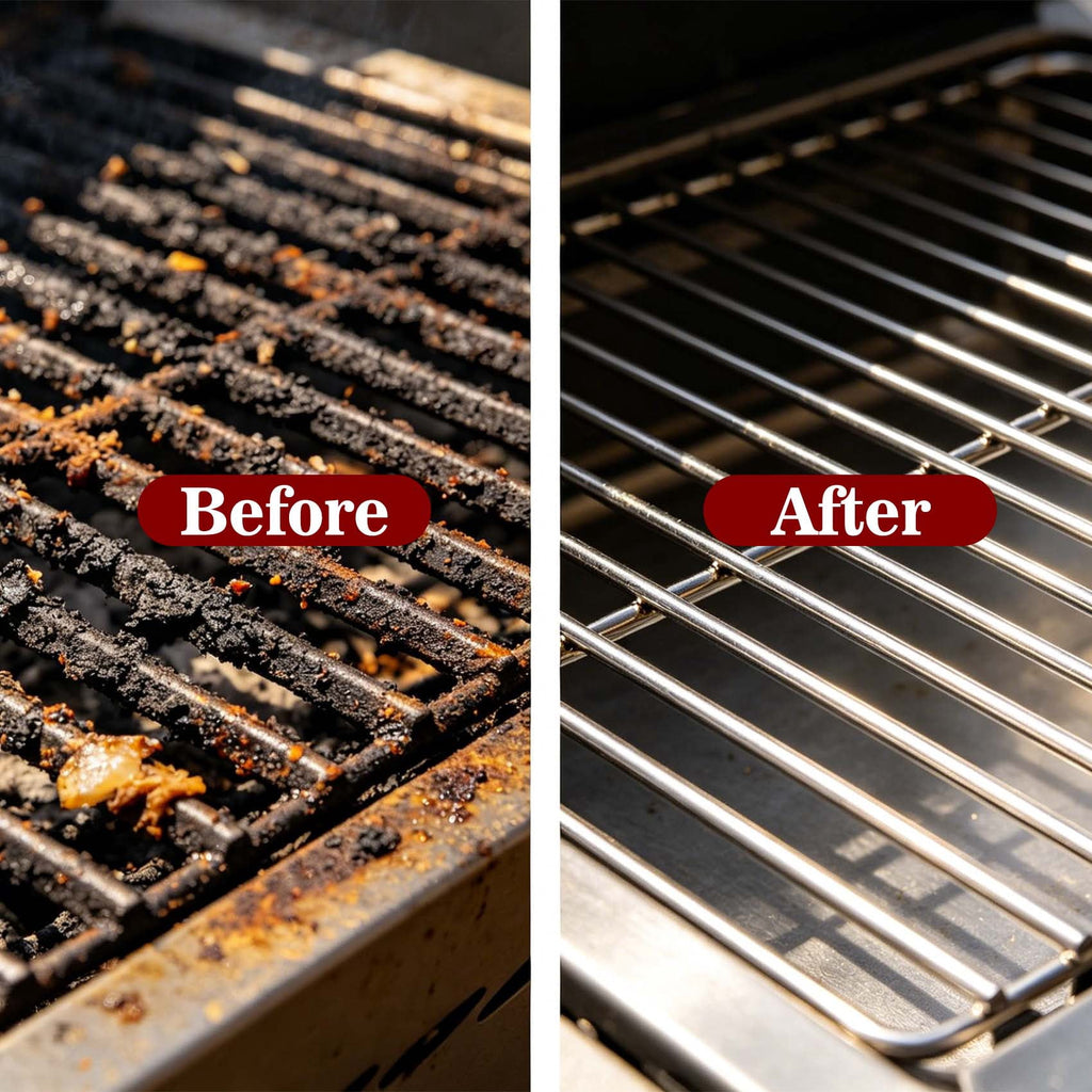 Grill Brush and Scraper, 3-in-1 BBQ Grill Brush for Outdoor Grill, 17.3" Heavy Duty Steel Wire Grill Cleaner, Detachable PP Handle, Gifts for Daddy