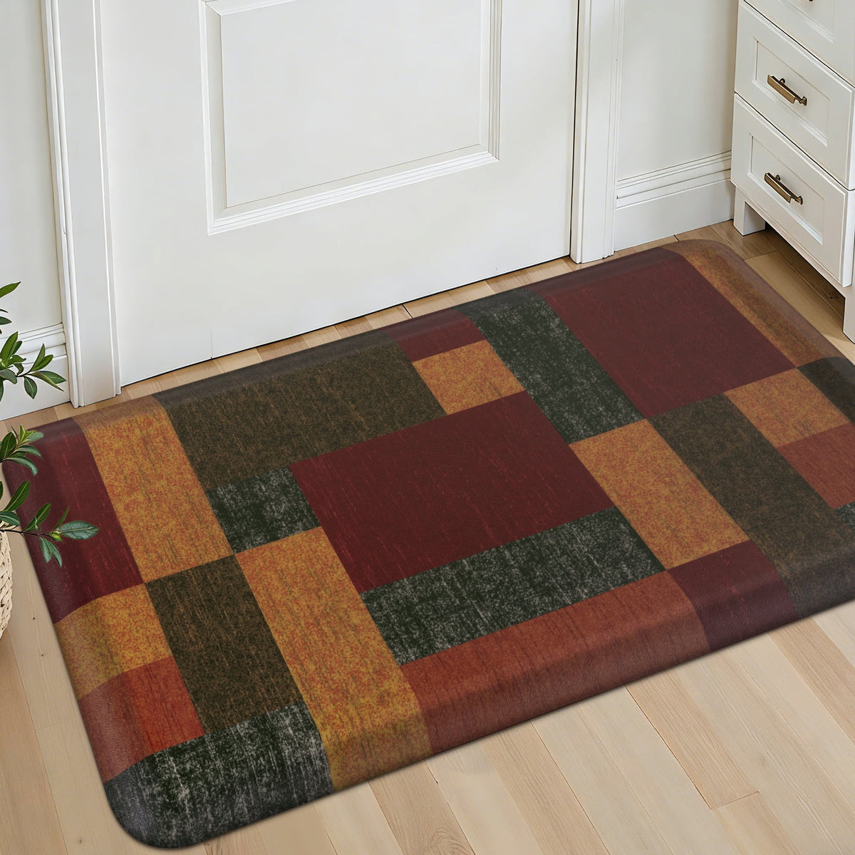MeyJey 4/5 Inch Thick Anti Fatigue Kitchen Rug 20”x39”, Non Slip Waterproof Floor Mats for Kitchen Sink Laundry Office, Black/Gray