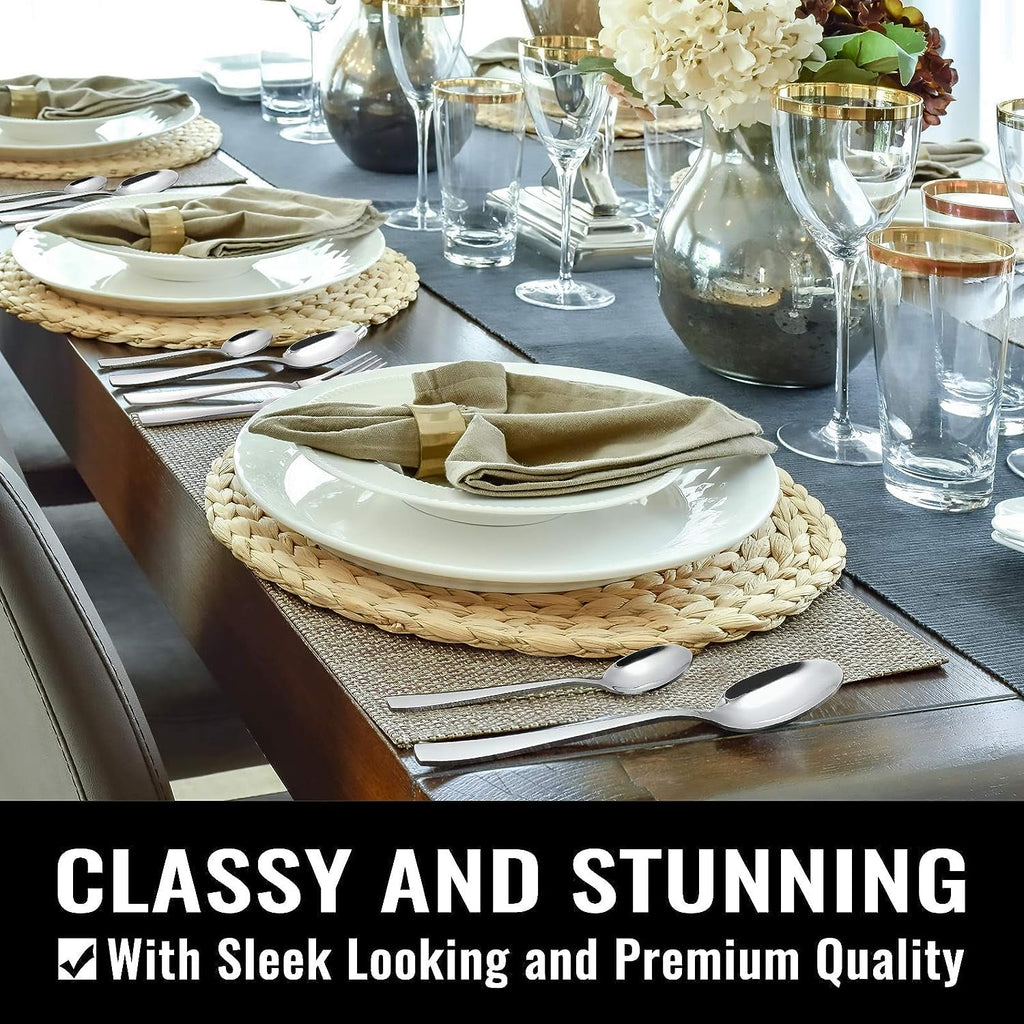 24-Pieces Spoon Fork Silverware Set, TAIMASI Food-Grade Tableware Set for 12, Stainless Steel , Mirror-Polished Dining Flatware Set for Home Restaurant