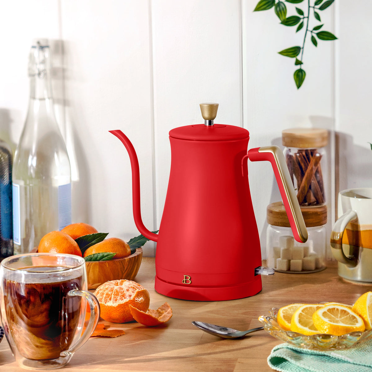 Beautiful 1-Liter Electric Gooseneck Kettle 1200 W, Chocolate by Drew Barrymore