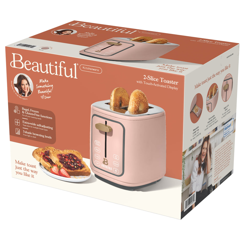 Beautiful 2 Slice Toaster with Touch-Activated Display, Thyme Green by Drew Barrymore