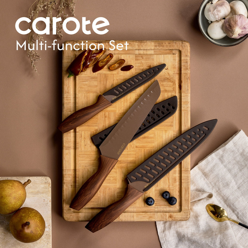 CAROTE 19-Piece Ceramic Pots and Pans Set, Nonstick Cookware Set with Lids, Induction Compatible, Oatmeal