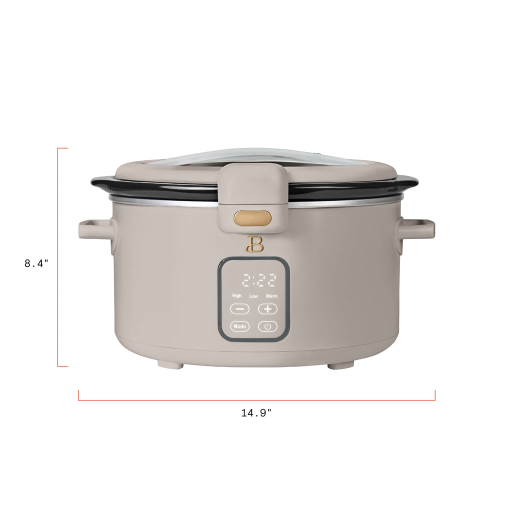 Beautiful 4 Qt Digital Slow Cooker with Hinged Locking Lid, Thyme Green by Drew Barrymore