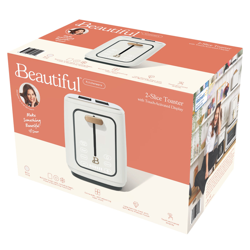 Beautiful 2 Slice Toaster with Touch-Activated Display, Thyme Green by Drew Barrymore