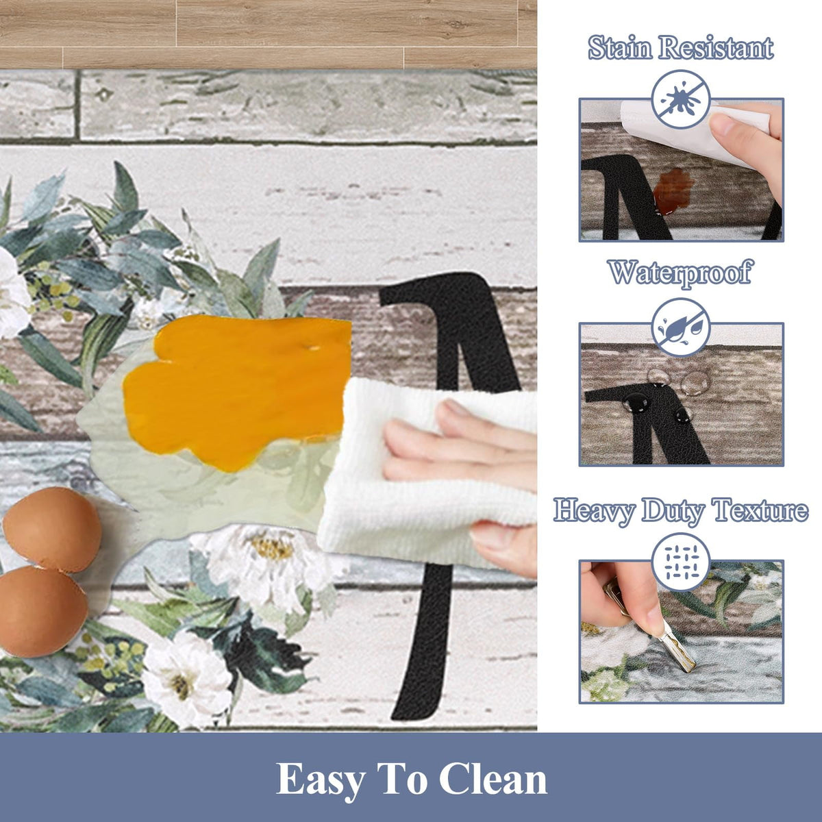 Findosom 2pcs Anti Fatigue Kitchen Rug Set,18"x30"+18"x47" Waterproof Non Slip Kitchen Runner Rug,0.4" Thick Cushioned Kitchen Floor Mats,Ergonomic Standing Mats Back Pain Relief Laundry Foam Rug