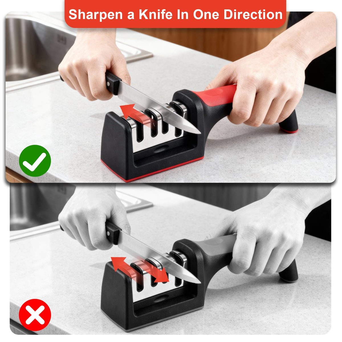 AGCAN 2 Pack Knife Sharpener, 4-Stage Kitchen Knife Sharpeners with Non-slip Base, Knife Sharpening System for Kitchen Knives, Scissors