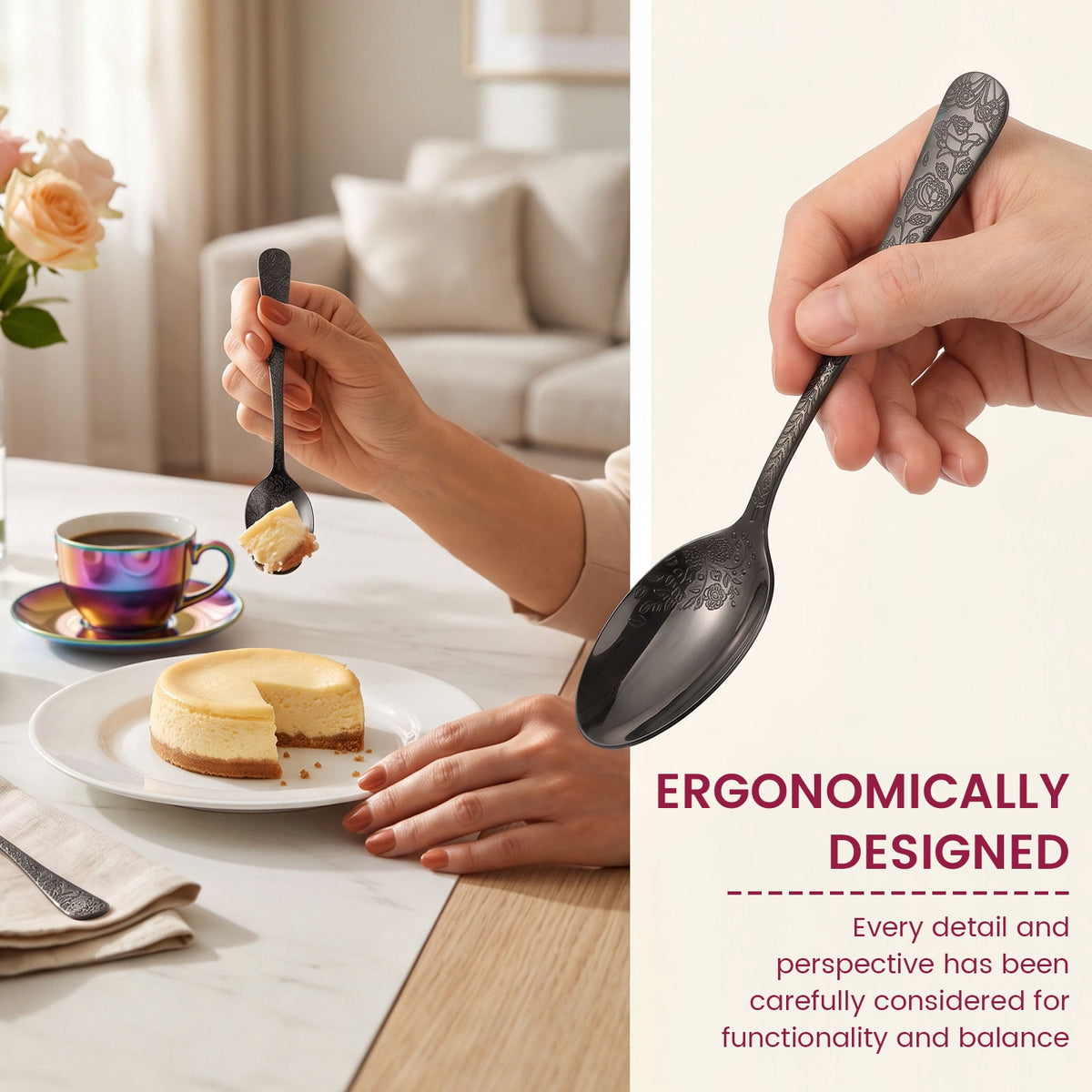 20 Pcs Floral Silverware Set Including Fork Spoon and Knife Stainless Steel Flatware Set Vintage Cutlery Set Mirror Polished Utensil Set for Kitchen Dishwasher Safe Service for 4
