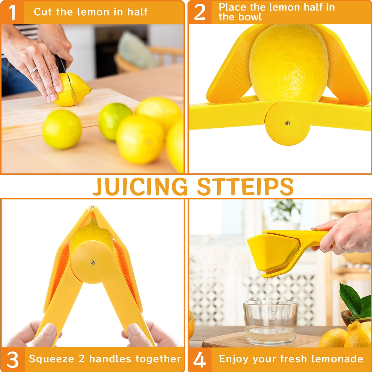 BUSATIA Lemon Squeezer, Lemon Juicer, Easy Squeeze Lime Press Squeezer, Citrus Juicer with Sideways Pivot to Increase Leverage, Lime Squeezer Hand That Folds Flat For Space-Saving Storage