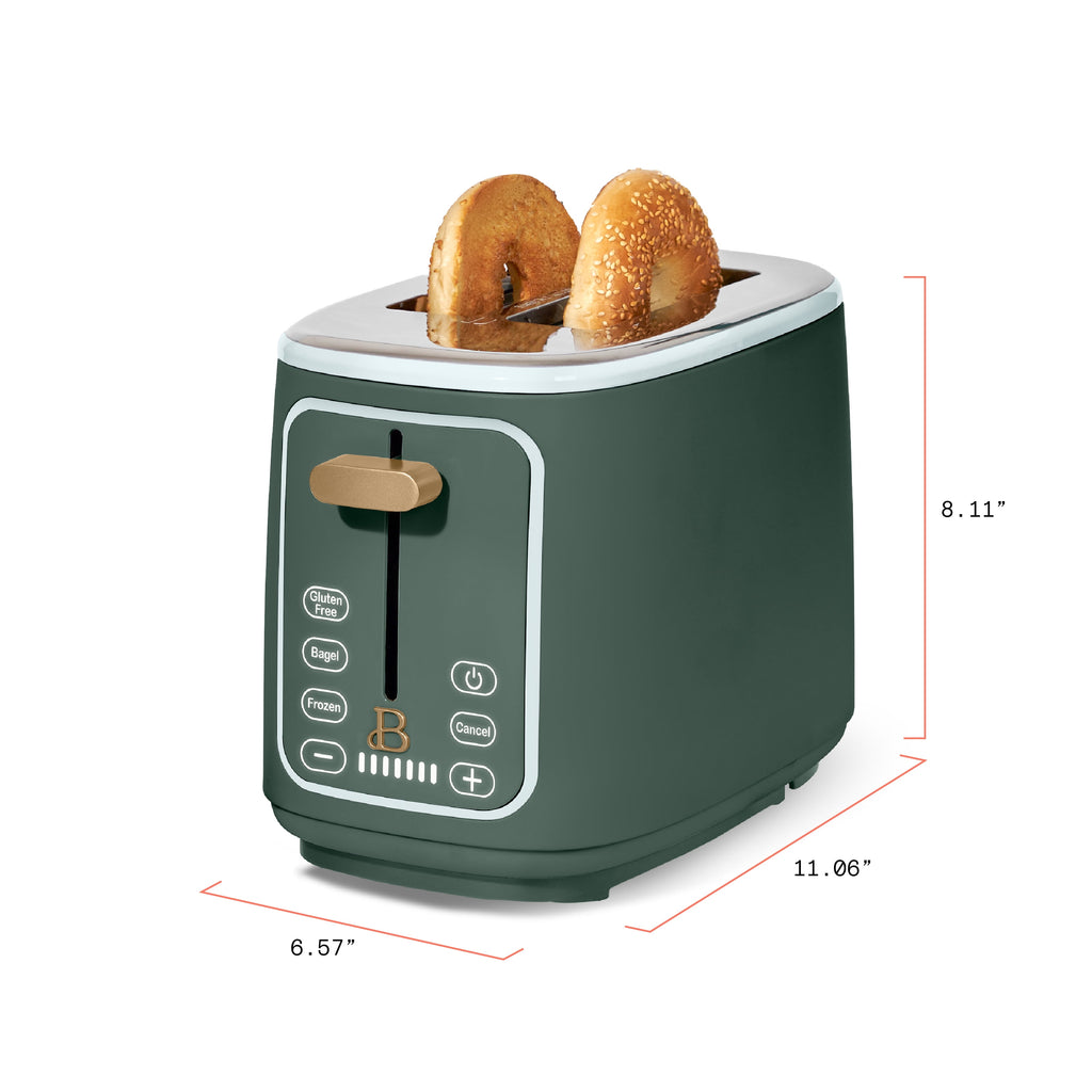 Beautiful 2 Slice Toaster with Touch-Activated Display, Thyme Green by Drew Barrymore