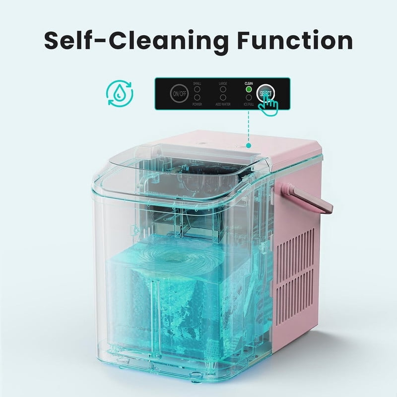Simenmax Ice Maker Countertop – 26lbs Desktop ice maker with Handle for Home, Kitchen, Office, Outdoors, RV, Camping, White