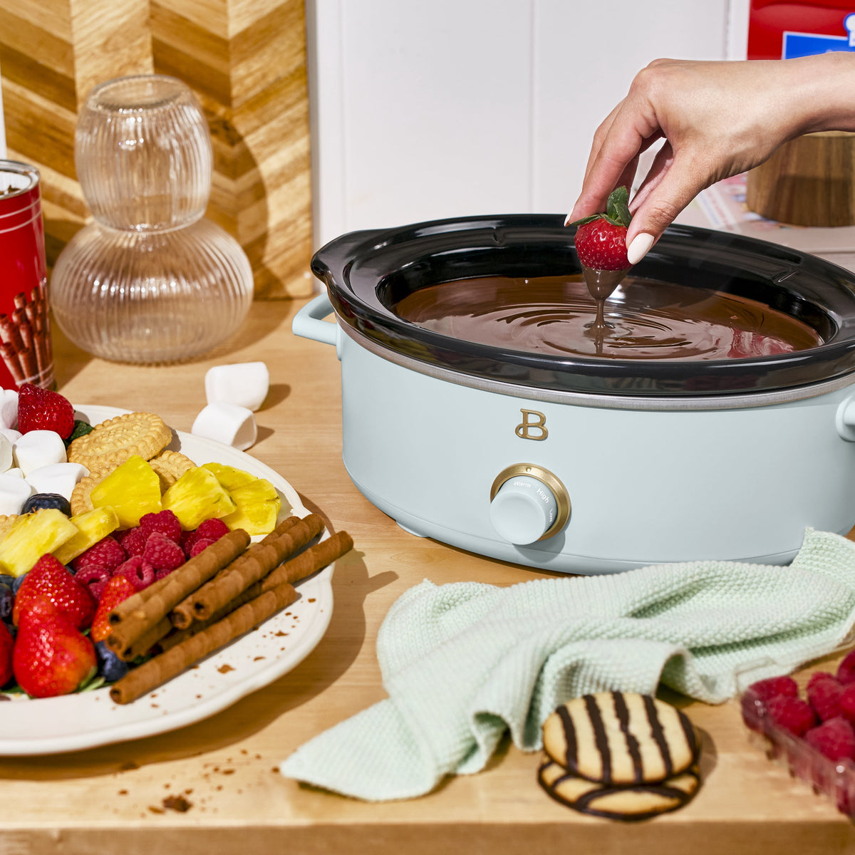 Beautiful 2.5 Qt Dip and Serve Manual Slow Cooker, Chocolate by Drew Barrymore
