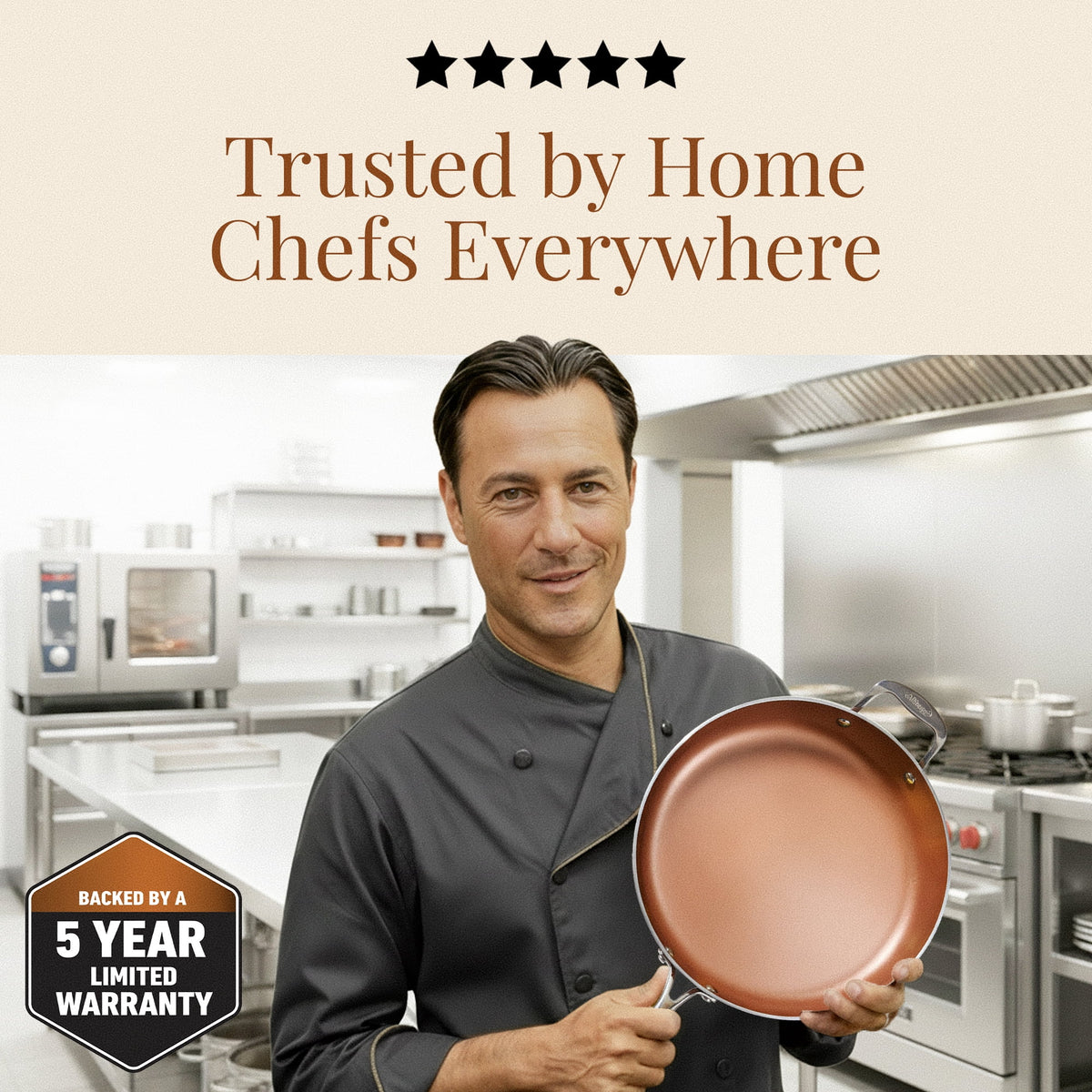 Gotham Steel 14 Inch Non Stick Frying Pans with Lid, Large Frying Pans Nonstick with Lid, Non Toxic Ceramic Pan Skillet, Nonstick Frying Pan, Induction Pan, Oven/Dishwasher Safe – Copper Hammered