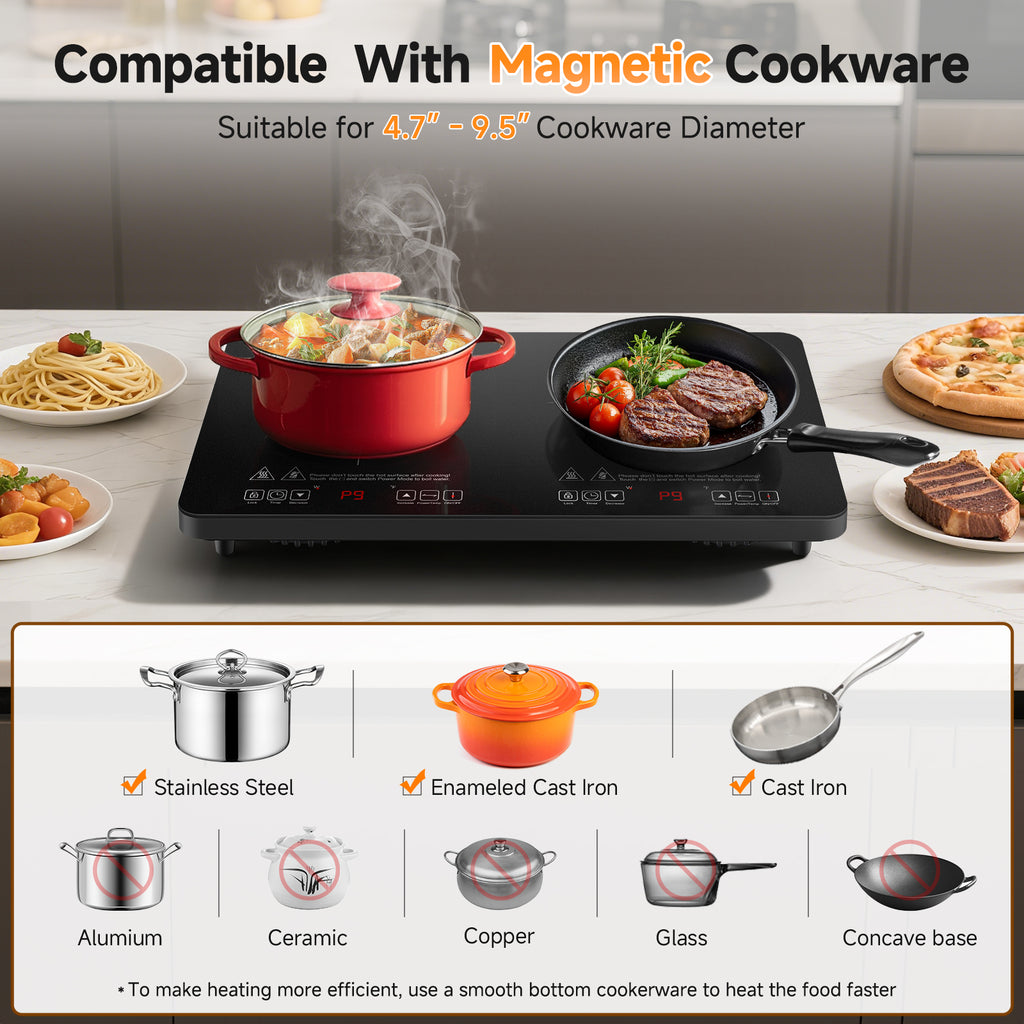 AMZCHEF Single Burner Portable Induction Cooktop 1800W Induction Countertop Burners with 6.8" Heating Coil, Black