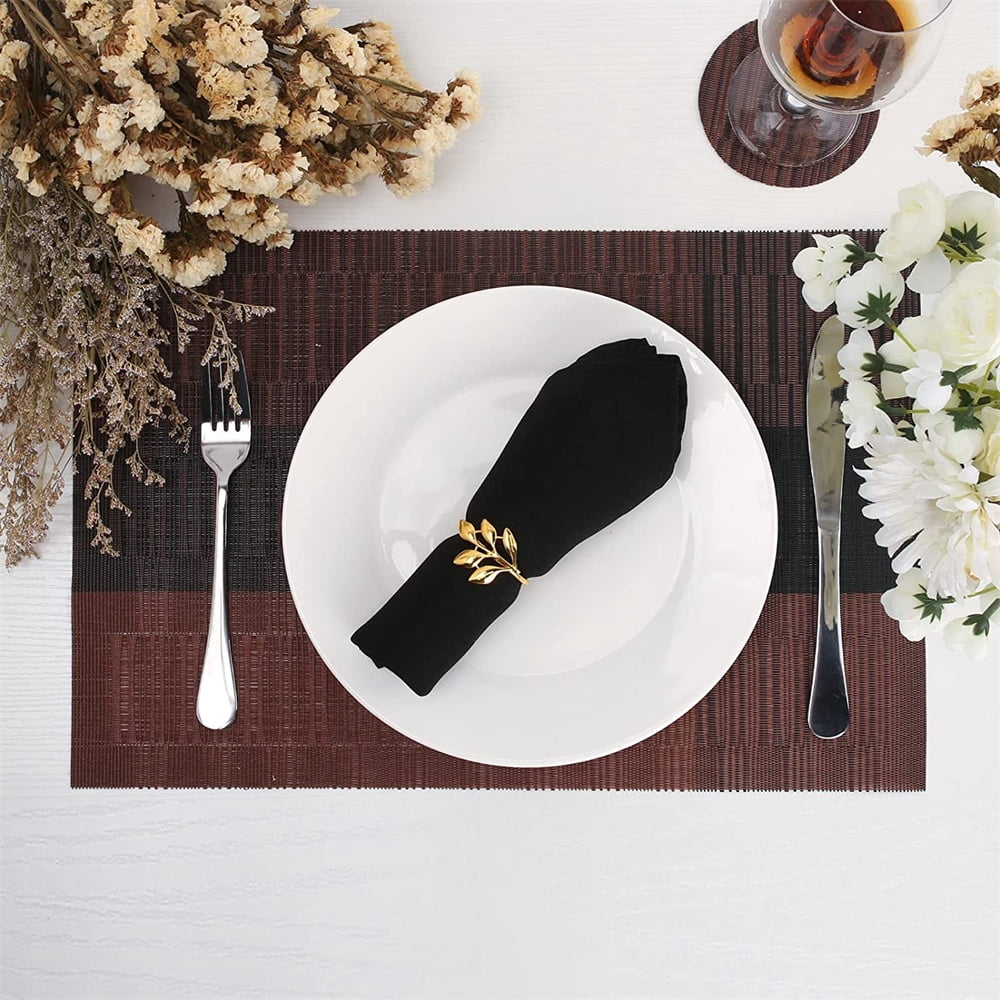 6pcs Placemats PVC Place Mats and Coasters Washable Non-Slip Heat Resistant Table Mats for Kitchen Dining Table Home Restaurant 12"×18", Sliver