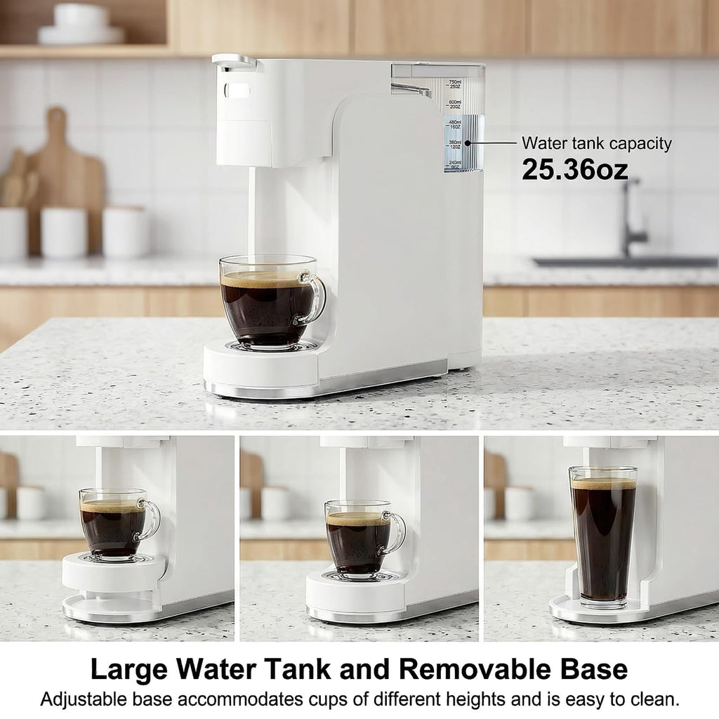 GVODE 4-in-1 Single Serve Coffee Maker, 3-Second Heat-Up, 20 Bar Hot and Iced Espresso Machine, Black