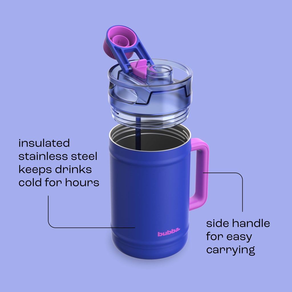 Bubba 52oz DualSip Insulated Stainless Steel Water Keg with Built-In Straw and Drink Opening and Side Handle, Moodbooster Purple/Blue