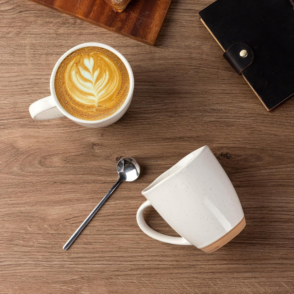 AmorArc 12oz Coffee Mugs, Ceramic Coffee Mugs set of 6 for Man, Woman, Dad, Mom, Modern Coffee Cups with handle for Latte/Cappuccino/Milk/Cocoa. Dishwasher&Microwave Safe, Light Beige