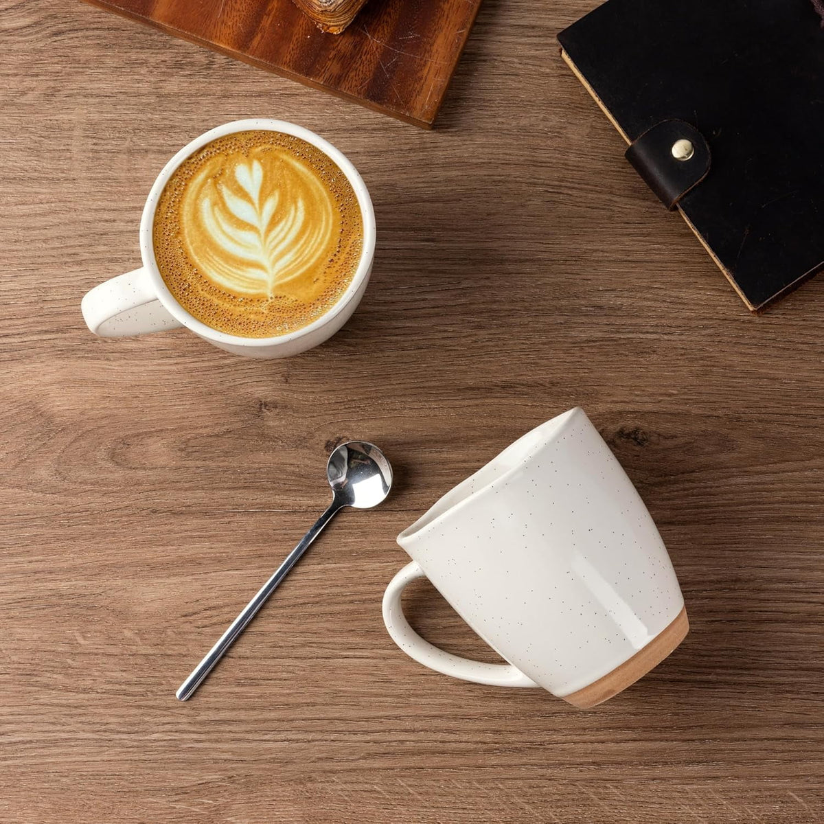 AmorArc 12oz Coffee Mugs, Ceramic Coffee Mugs set of 6 for Man, Woman, Dad, Mom, Modern Coffee Cups with handle for Latte/Cappuccino/Milk/Cocoa. Dishwasher&Microwave Safe, Light Beige