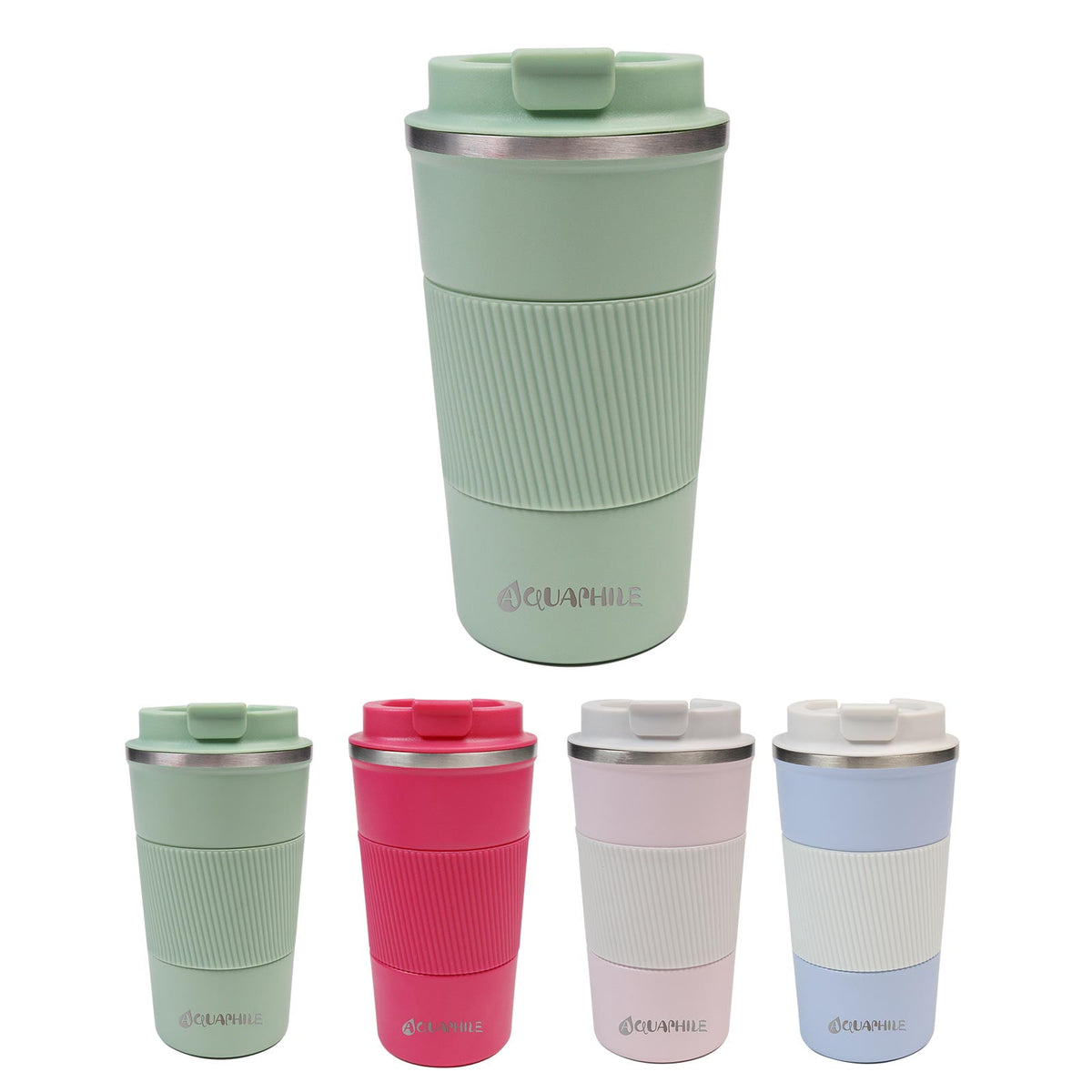 Aquaphile Vacuum Insulated Coffee Travel Mug - Double Walled Reusable Tumbler Cups Light Blue 17 Fluid Ounces