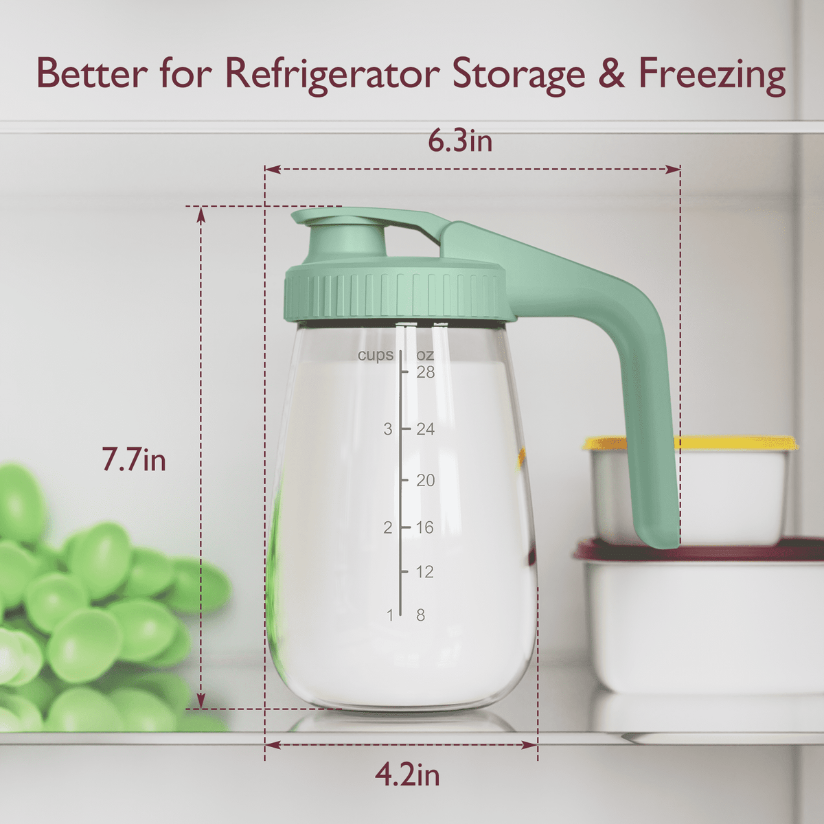 Momcozy Breast Milk Pitcher, Resistant to Heat and Cold Abrupt Temp Swings, 1 Quart Mason Jar