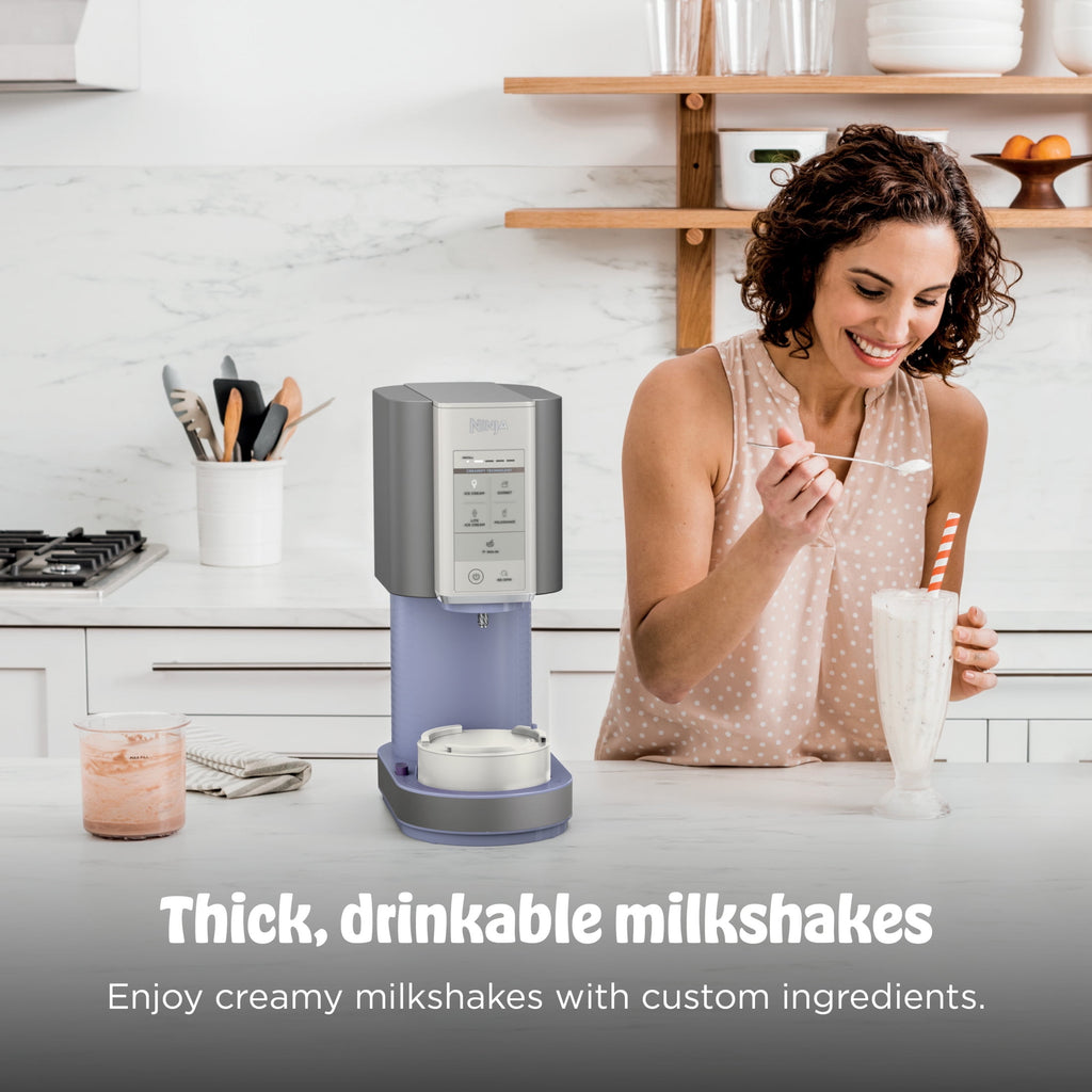Ninja CREAMi Ice Cream Maker, for Mix-ins, Milkshakes, Sorbet, 5 One-Touch Programs, (2) 16 Oz Pint Containers & Lids, NC300WH White