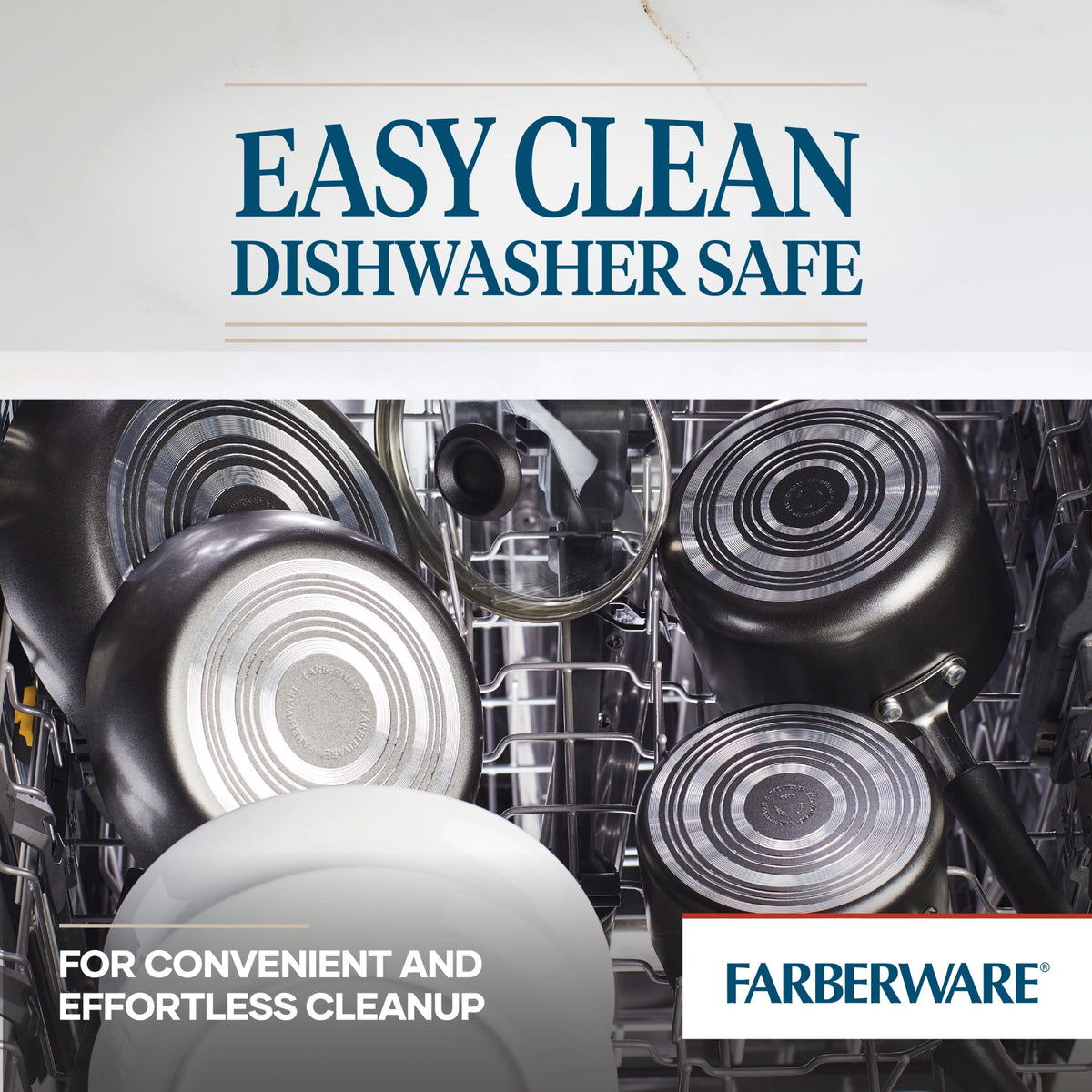 Farberware Easy Clean 20 Pcs Nonstick Cookware Set and Glass Lids with Cooking Tools and Food Storage Containers, Dishwasher Safe, Gray