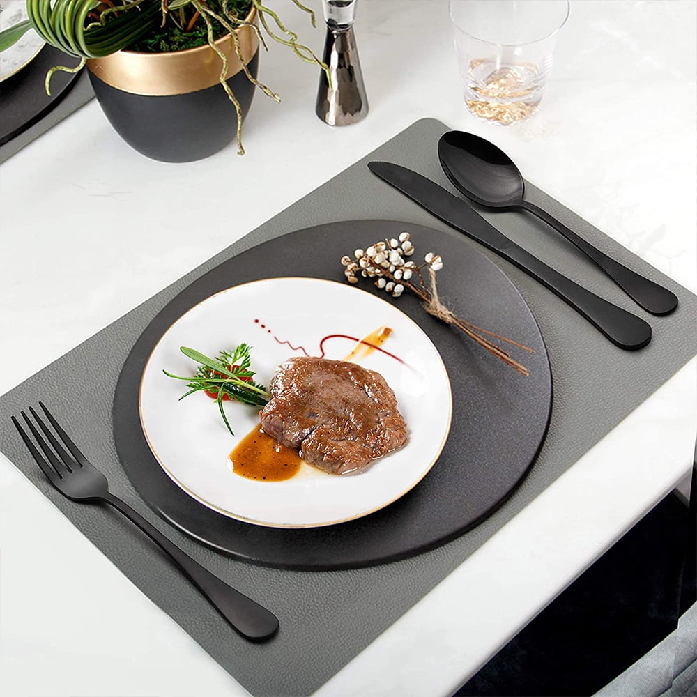 Black Silverware Set, Vesteel 20 Piece Stainless Steel Flatware Cutlery Set for 4, Mirror Finish, Dishwasher Safe