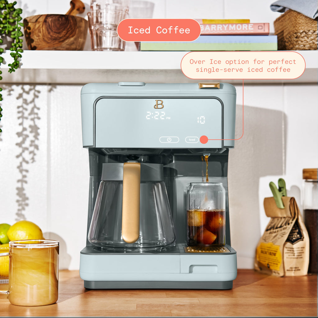 Beautiful by Drew Barrymore Multi-Brew 12-Cup Programmable Drip & Single-Serve Coffee Maker, White Icing