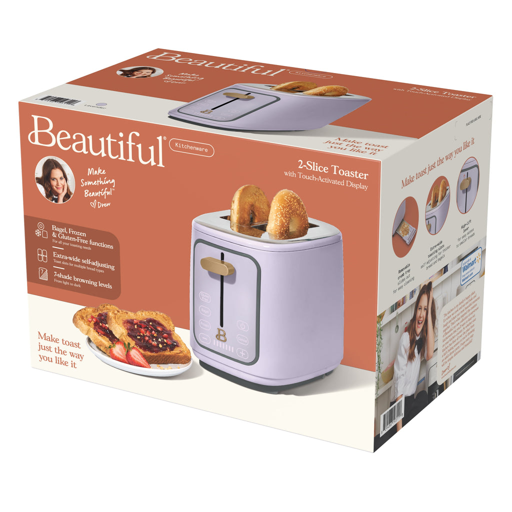 Beautiful 2 Slice Toaster with Touch-Activated Display, Thyme Green by Drew Barrymore