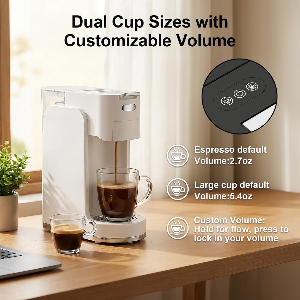 GVODE 4-in-1 Single Serve Coffee Maker, 3-Second Heat-Up, 20 Bar Hot and Iced Espresso Machine, Black