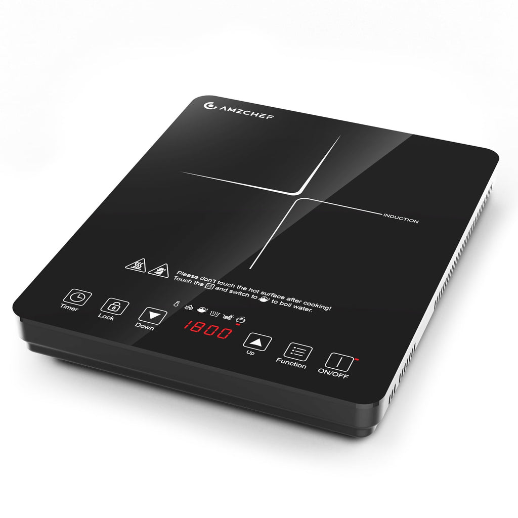 AMZCHEF Single Burner Portable Induction Cooktop 1800W Induction Countertop Burners with 6.8" Heating Coil, Black