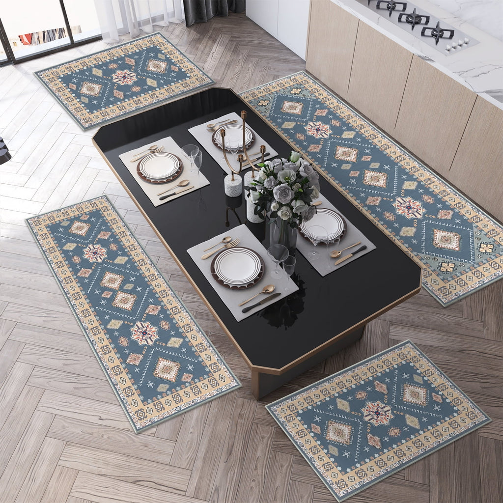 TECHVIDA Kitchen Rug Set 3 Piece,Non Slip Machine Washable Kitchen Mats, Farmhouse Hallway Doormat for Home Floor and Living Room,Gray