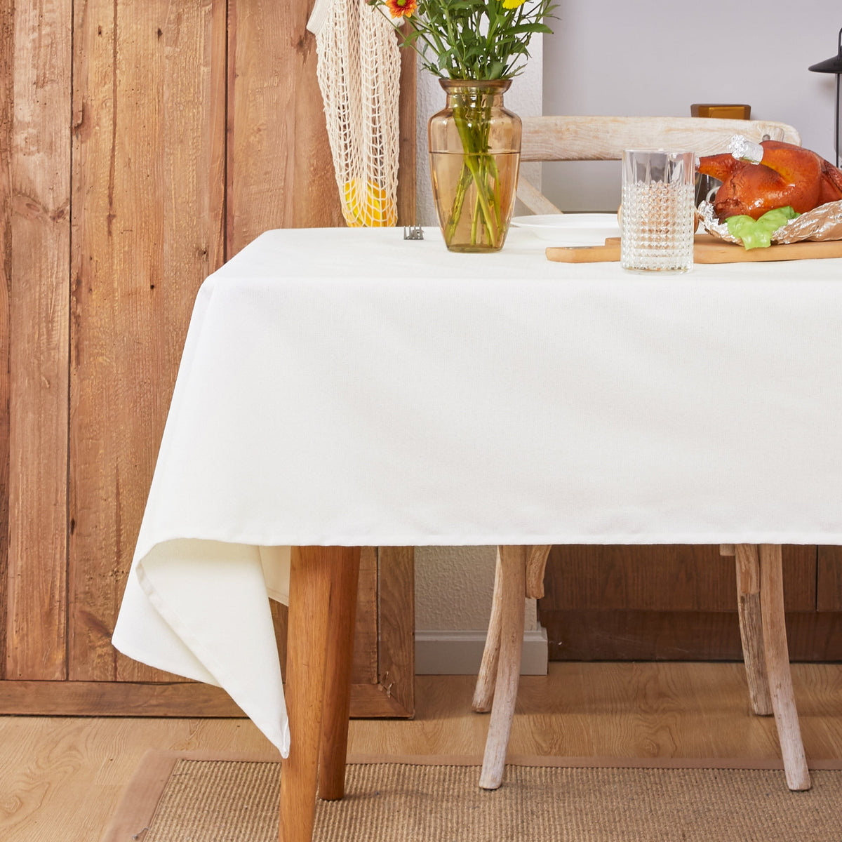 Deconovo Square Tablecloth with Waterproof Finish, Easy-Clean Polyester Table Cover, 54 x 54 Inch, Dark Gray