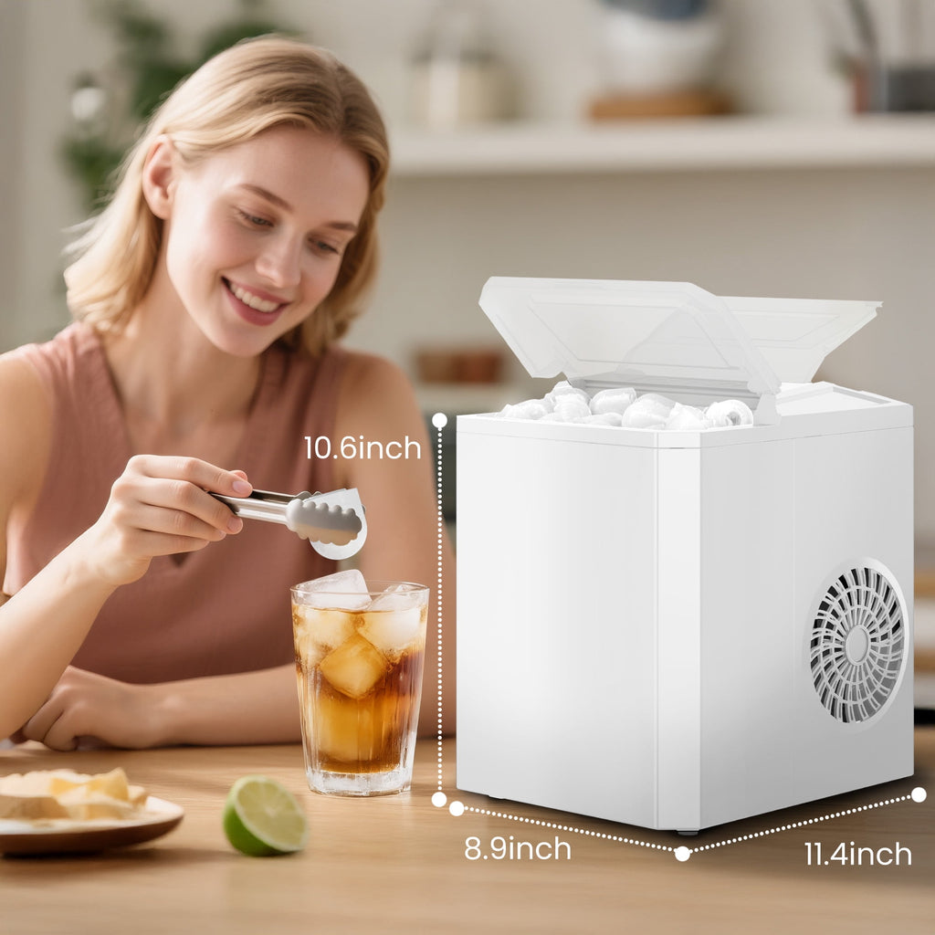 CONCETTA Portable Ice Maker Machine, 26.5 lb/Day Ice, Two Ice Sizes, Self-Cleaning Function, Bullet Ice Maker with Ice Scoop & Basket, Green