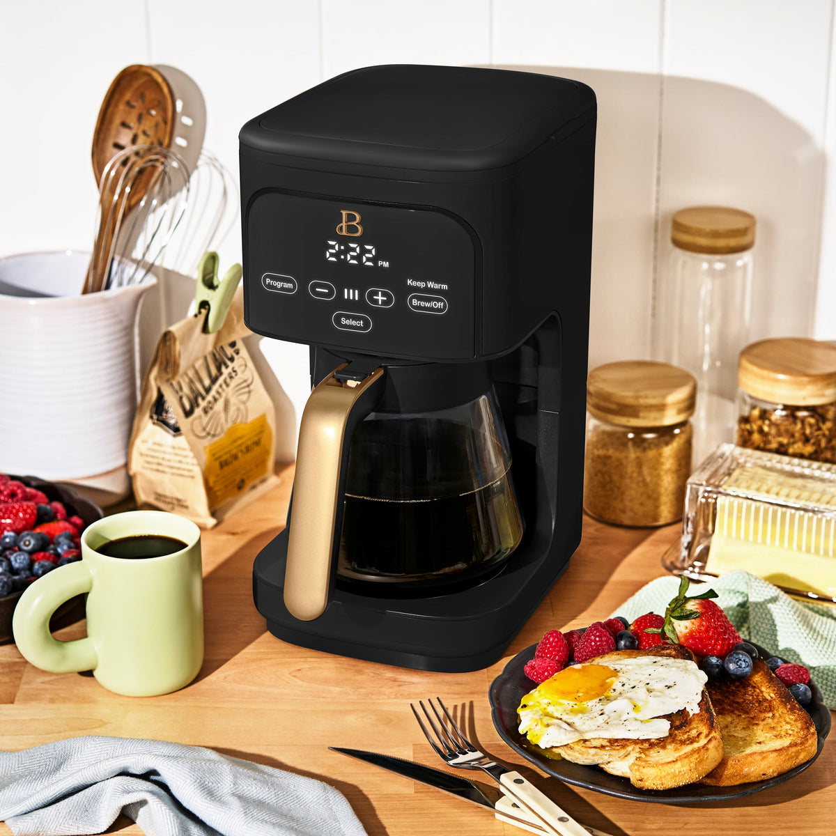 Beautiful 12 cup Programmable Coffee Maker, Thyme Green by Drew Barrymore