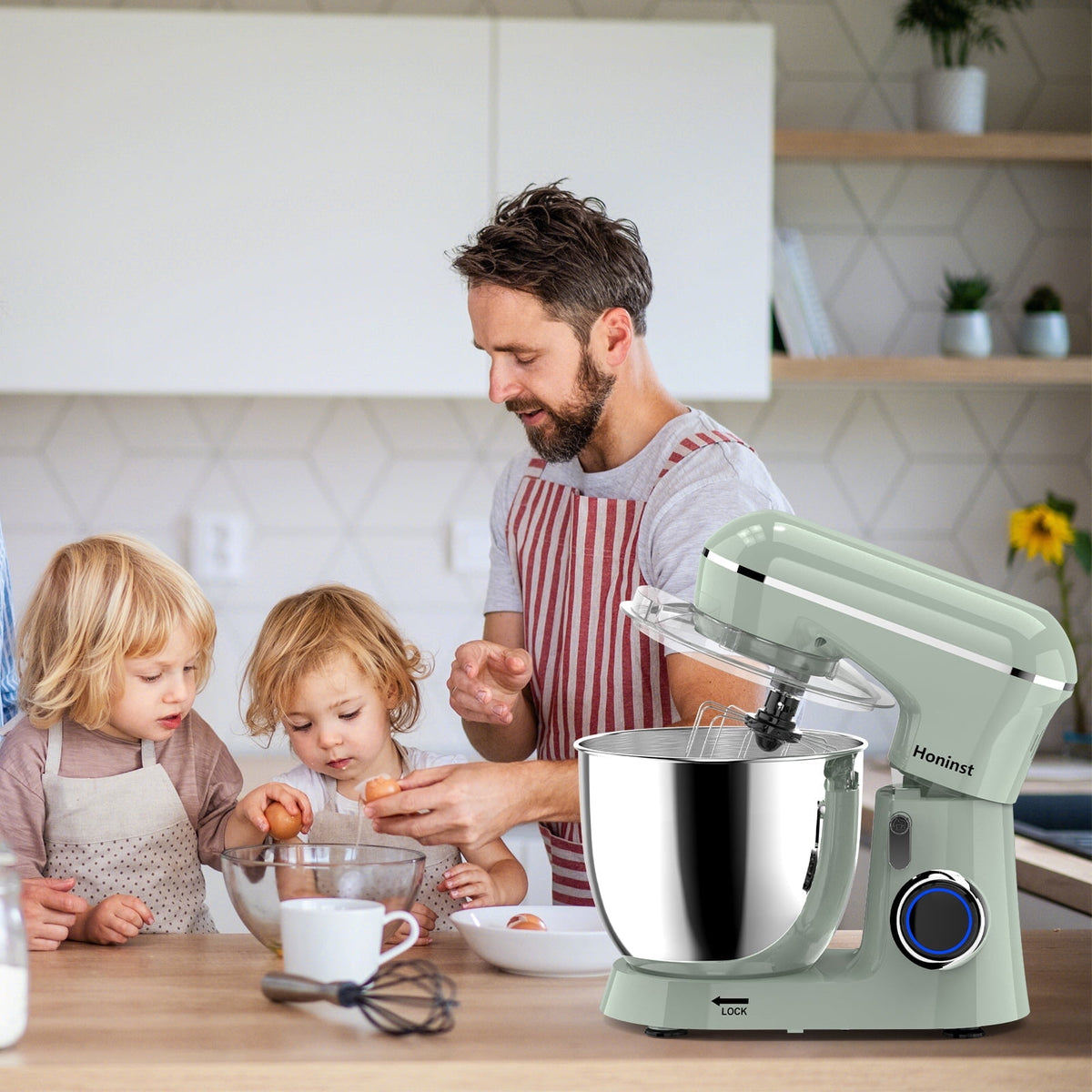 Honinst 6.5 QT Electric Stand Mixer, 10+P Speeds Lightweight with Tilt-Head Kitchen Stand Mixer, Dough Hook, Whisk, Beater and Bowl, Food Mixer for Baking, Cake and Most Home Cooks
