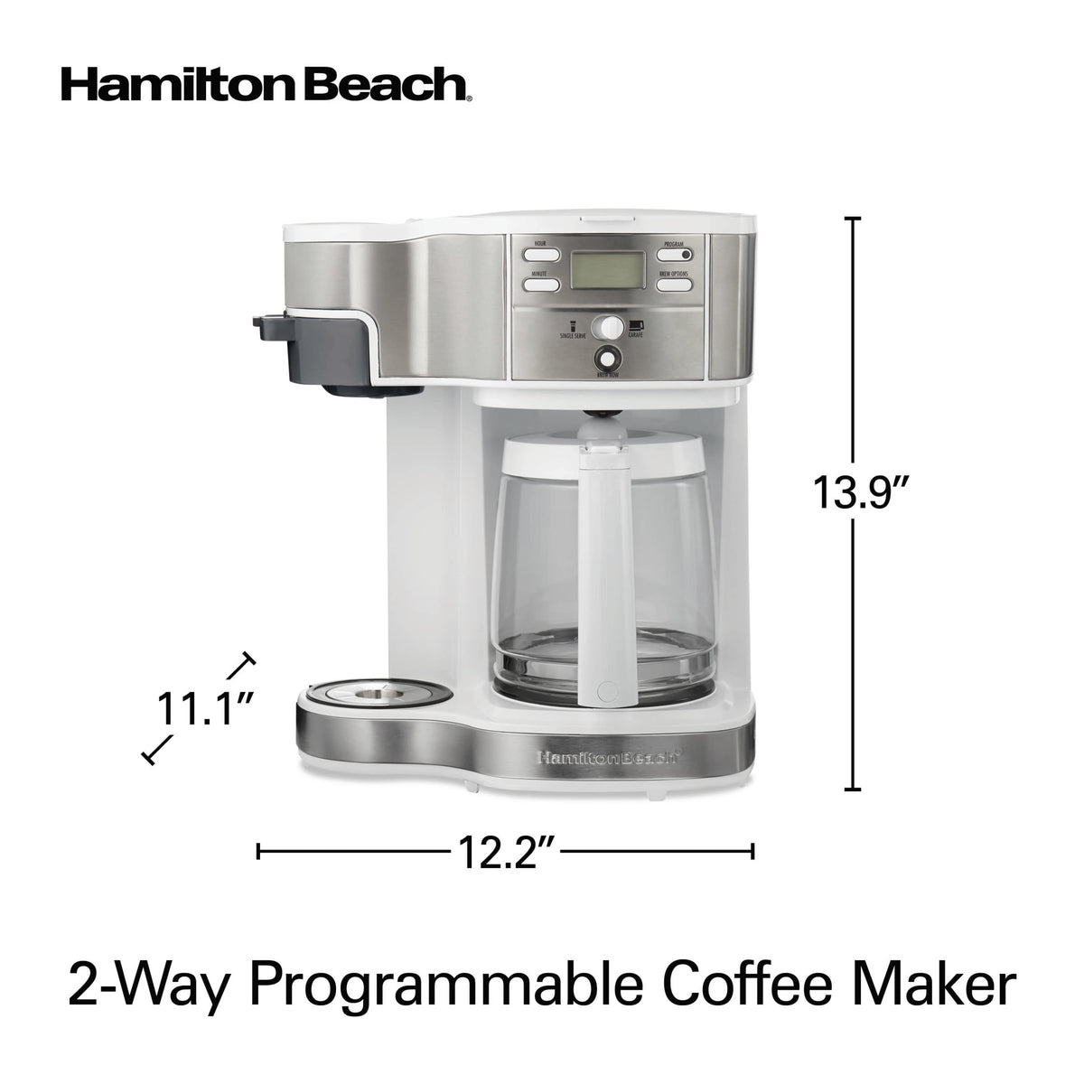 Hamilton Beach 2-Way Programmable Coffee Maker, Single Serve Coffee Maker & 12-Cup Coffee Pot, Black