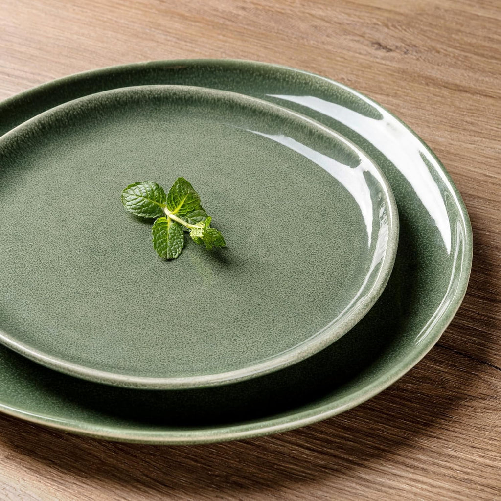 AmorArc Ceramic Plates Set of 6, 8.5 Inch Handmade Reactive Glaze Stoneware Plates set for Dessert, Salad, Appetizer, Dinner, Microwave & Dishwasher Safe, Scratch Resistant-Pearl White