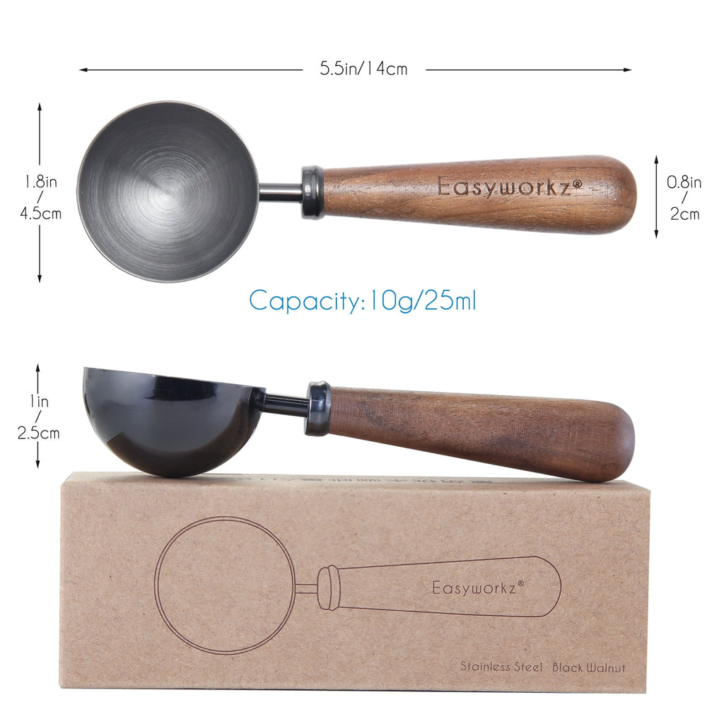 Easyworkz Retro Stainless Steel Coffee Scoop with Walnut Handle 10g / 1 Tbsp Coffee Measuring Spoon, Rose Gold