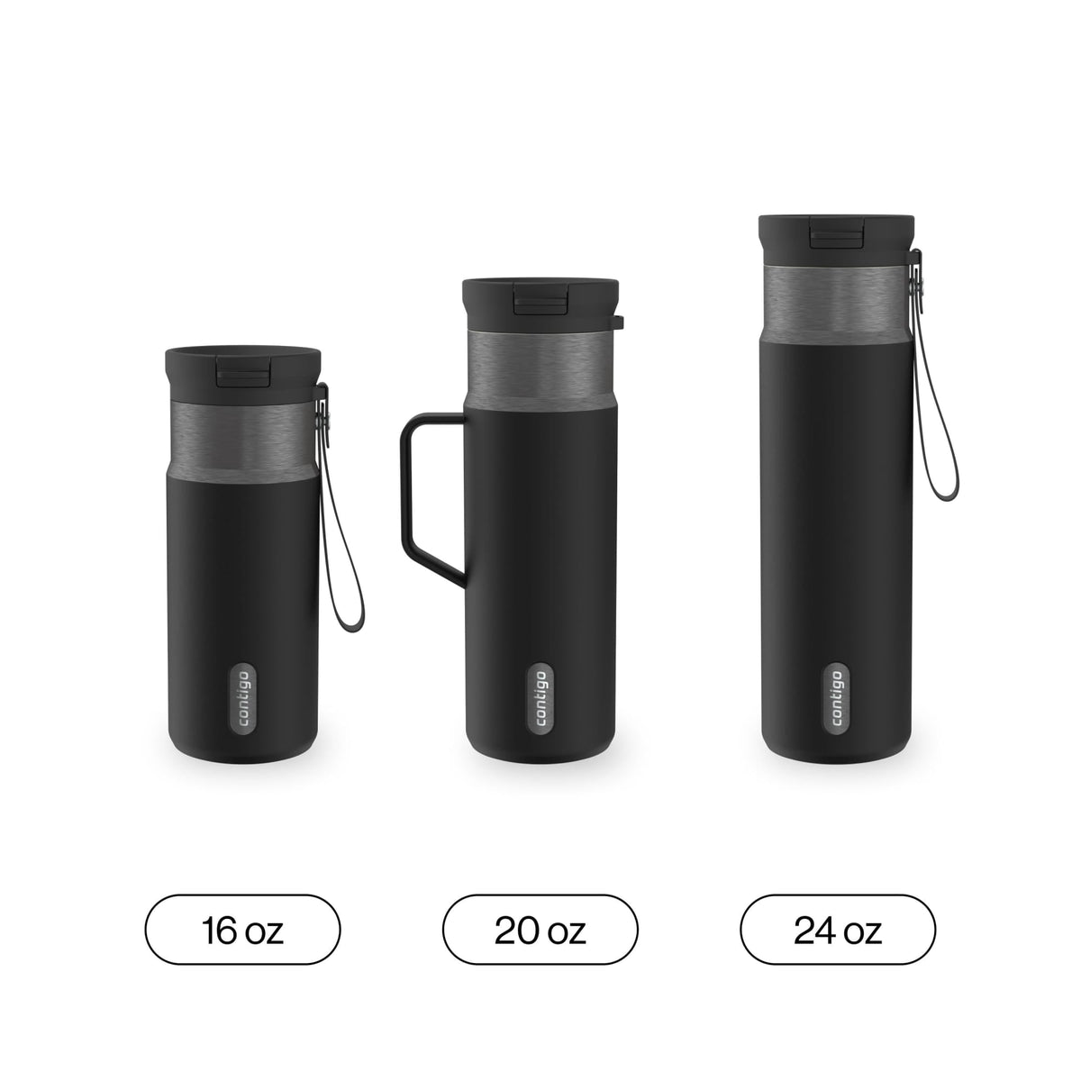 Contigo 16oz SnapSeal Insulated Stainless Steel Water Bottle, Licorice Black/Bronze