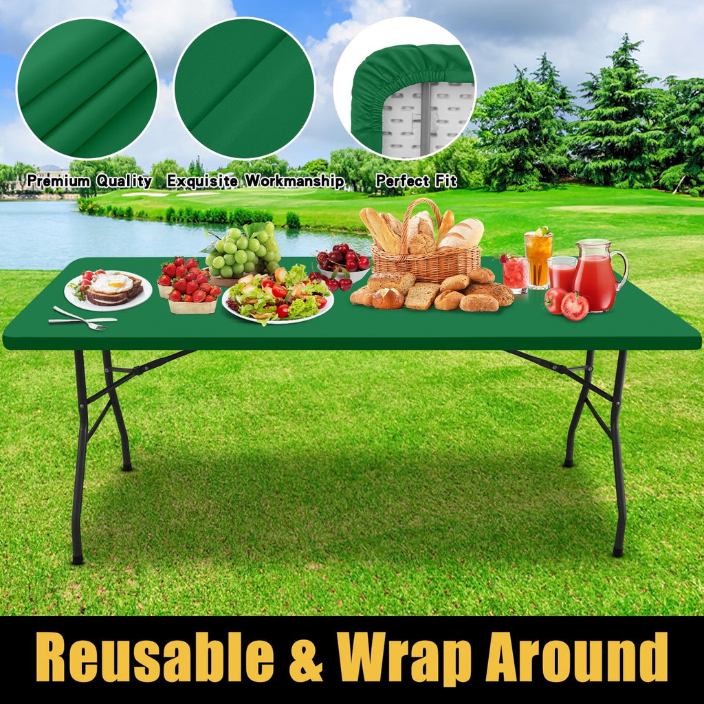Smiry Rectangle Picnic Tablecloth, Waterproof Wipeable Table Cloth, Washable Elastic Table Cover for Outdoor and Indoor, 30"x72", Black