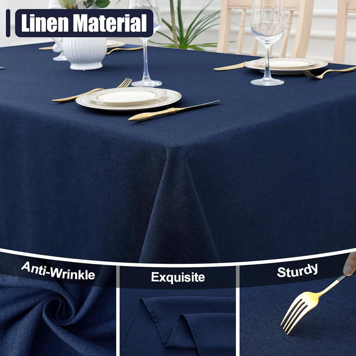 decorUhome Linen Rectangle Tablecloth 52x70 inch, Stain and Wrinkle Resistant Washable Table Cloth, Decorative Waterproof Fabric Table Cover for Dining Party, Sage Green