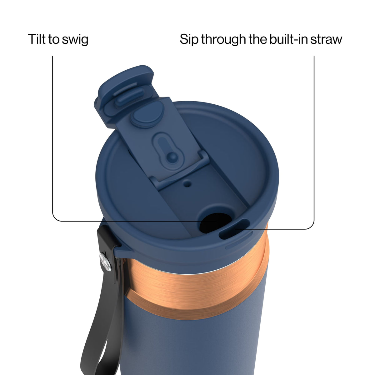 Contigo 24oz DualSip Insulated Stainless Steel Water Bottle with Built-In Straw and Drink Opening, Abyss Blue/Silver