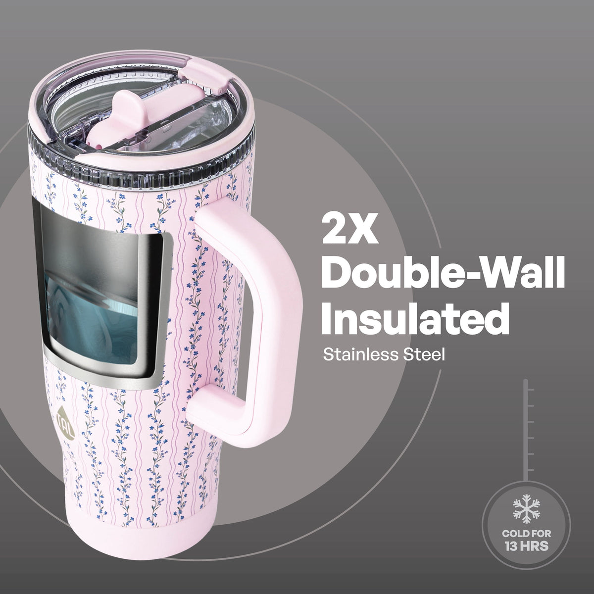 TAL 32oz Stainless Steel Skye Tumbler with Flip-Up Straw, Black