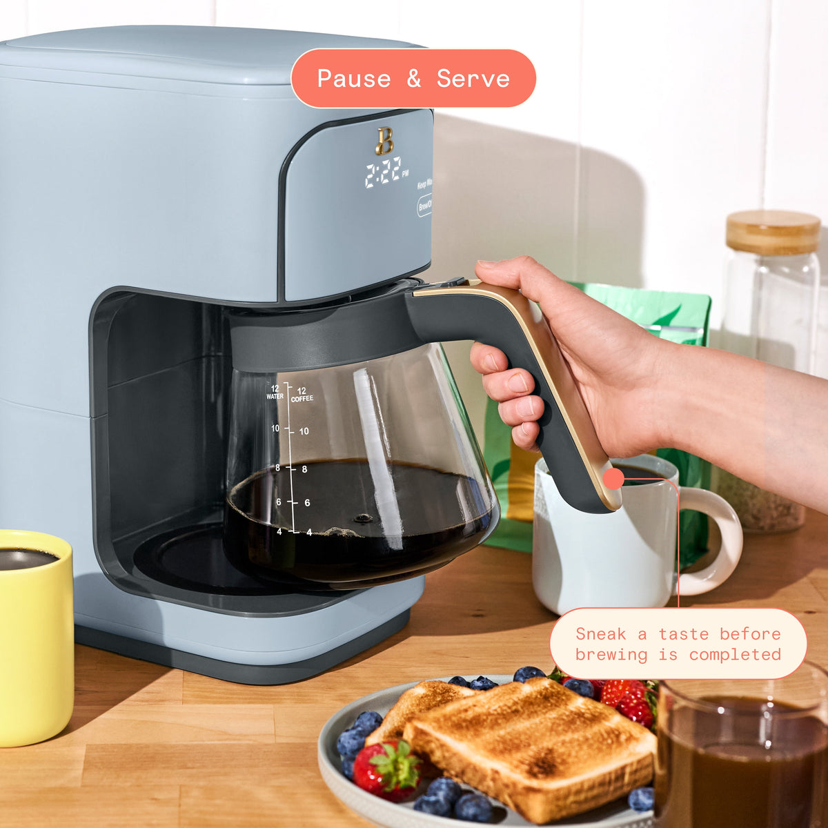 Beautiful 12 cup Programmable Coffee Maker, Thyme Green by Drew Barrymore