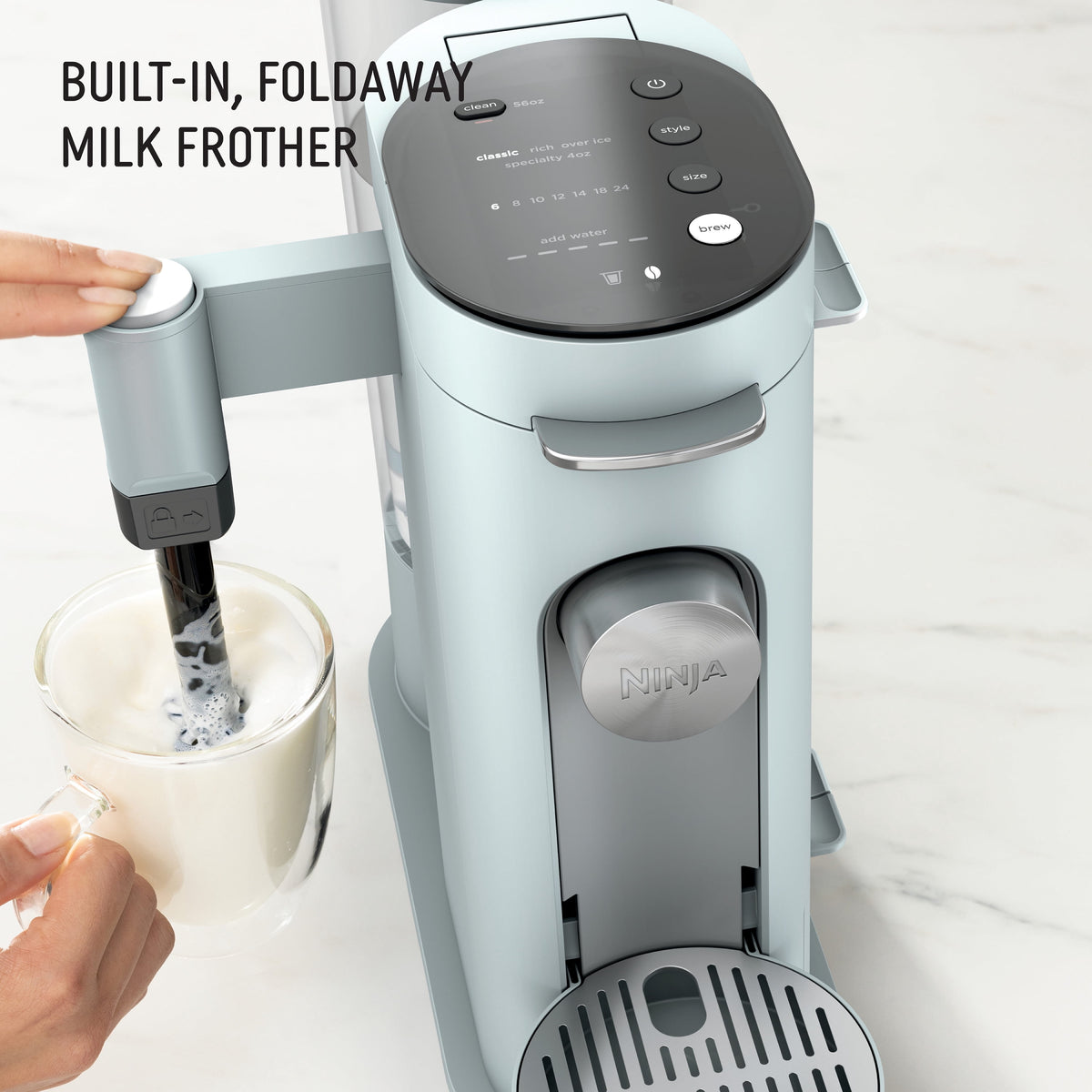 Ninja Pods & Grounds Specialty Single-Serve Coffee Maker, K-Cup Pod Compatible, Built-In Milk Frother, PB051SG, Sage Green