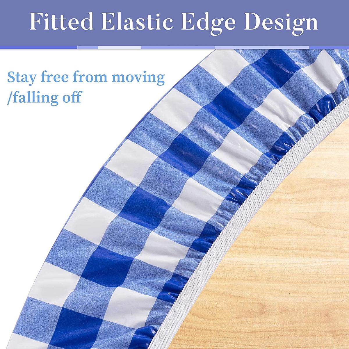 UMINEUX 3-Piece Rectangle Checkered Picnic Table Cover with Bench Covers Vinyl Flannel Backing with Elastic Edge (30"x72", Black and White)